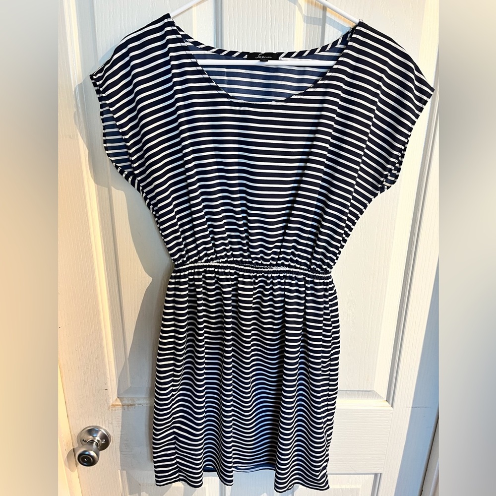 Soprano Navy and white striped dress, cinched waist